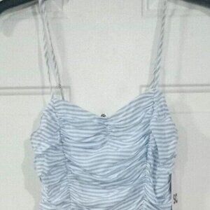 SO Striped Sun Dress Adjustable Strap Juniors Size Small Ruched Front